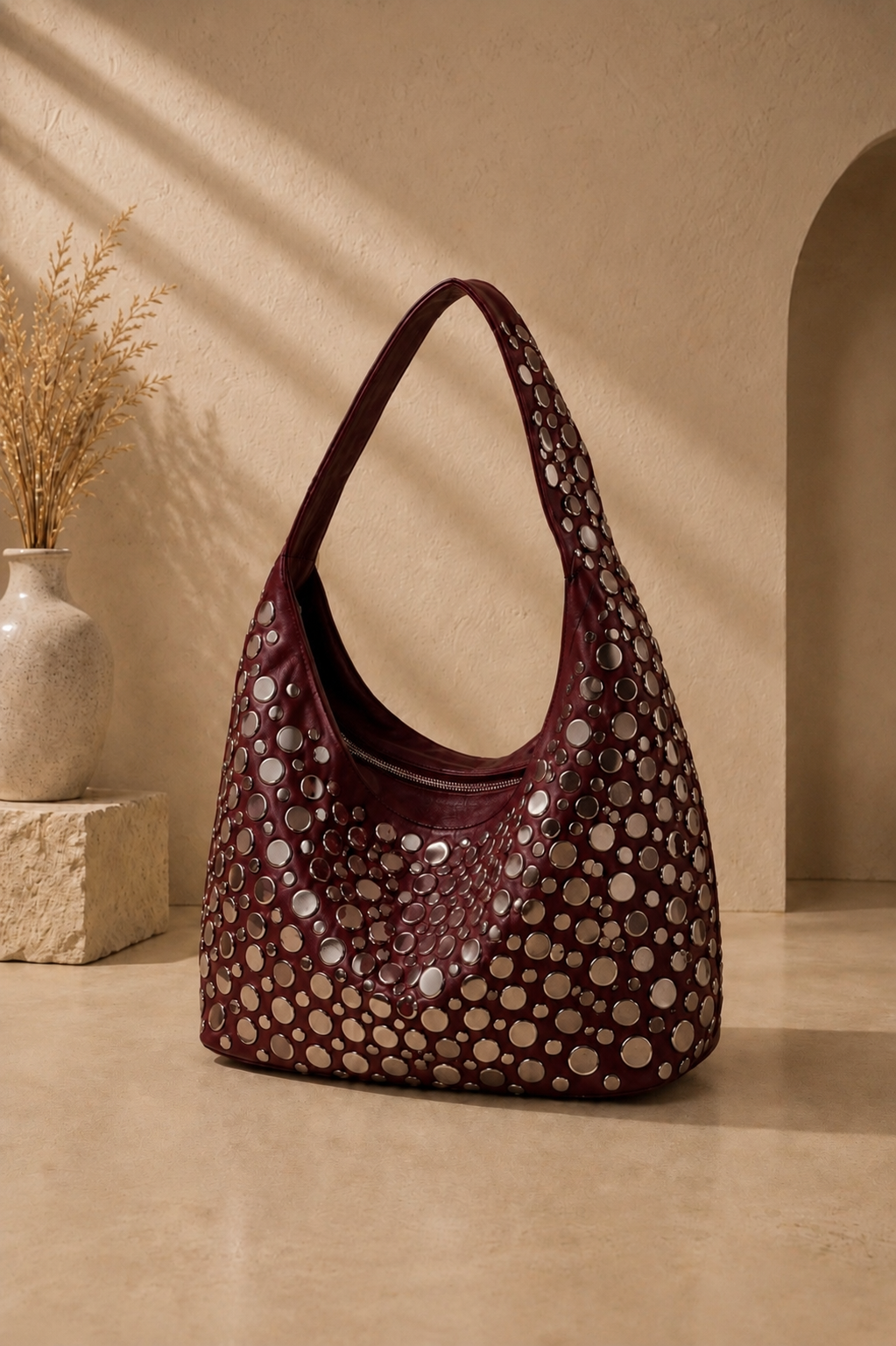 Studded Leather Maroon